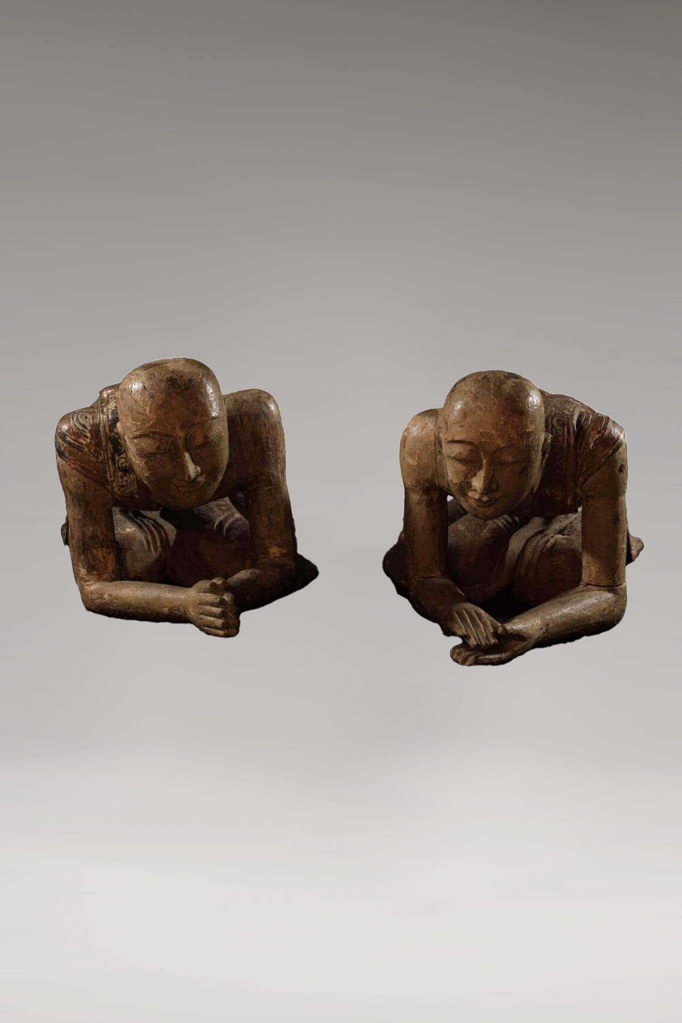 Conjunto de dos monjes <br>"Birmania - Siglo XVII-XVIII d.C." - Imagen 4